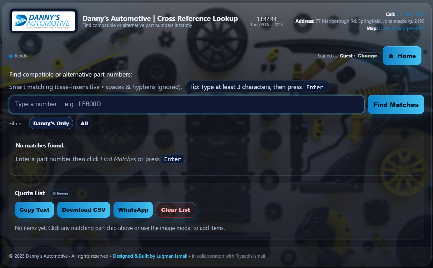 Cross Reference Lookup